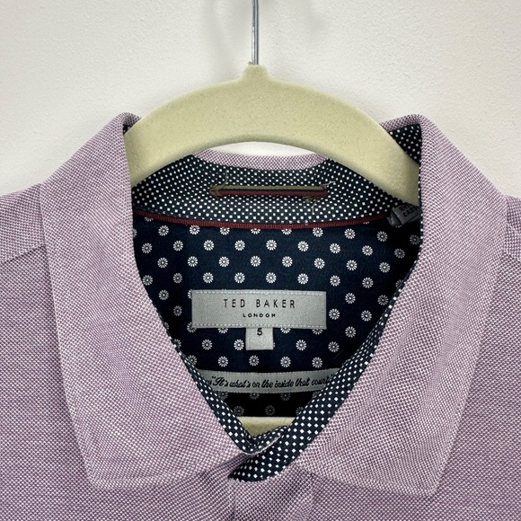 Ted Baker Broader Button Up Shirt Mens Size 5 US XL Purple Slim Fit Jersey. - Picture 5 of 9